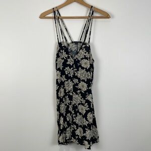 Brandy Melville Black and Cream Floral Swim Coverup